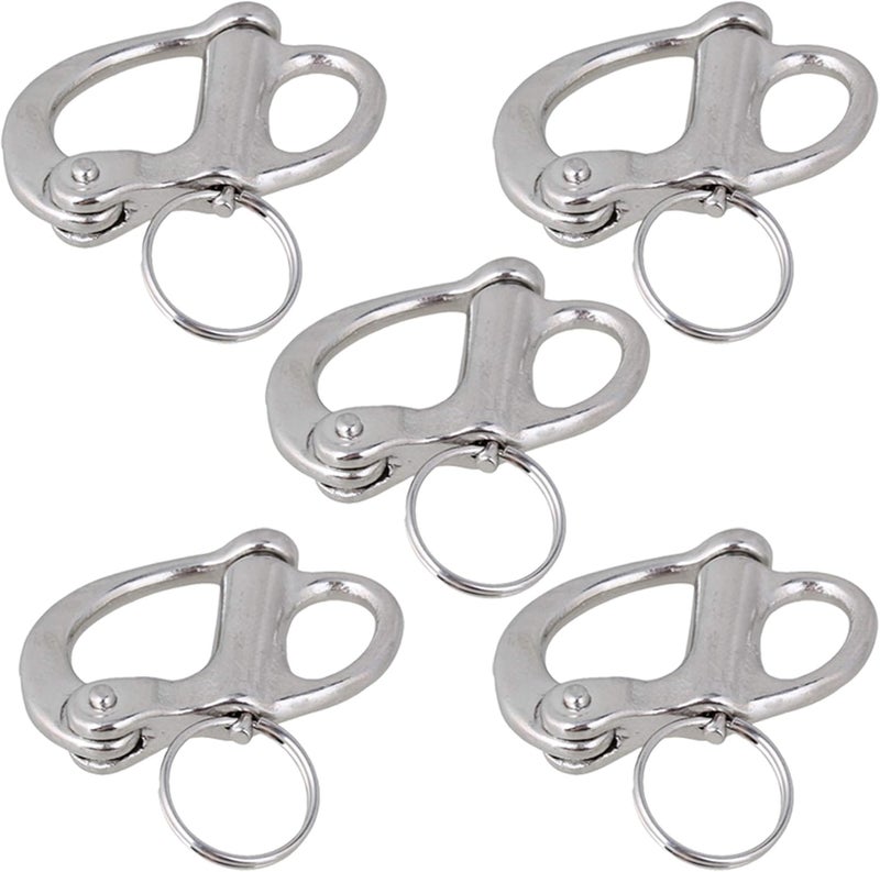 CNBTR Fixed Snap Anchor Shackle Rigging 35mm 304 Stainless Steel Fixed Eye Bail with Eye Ring Pack of 5 - Image 1