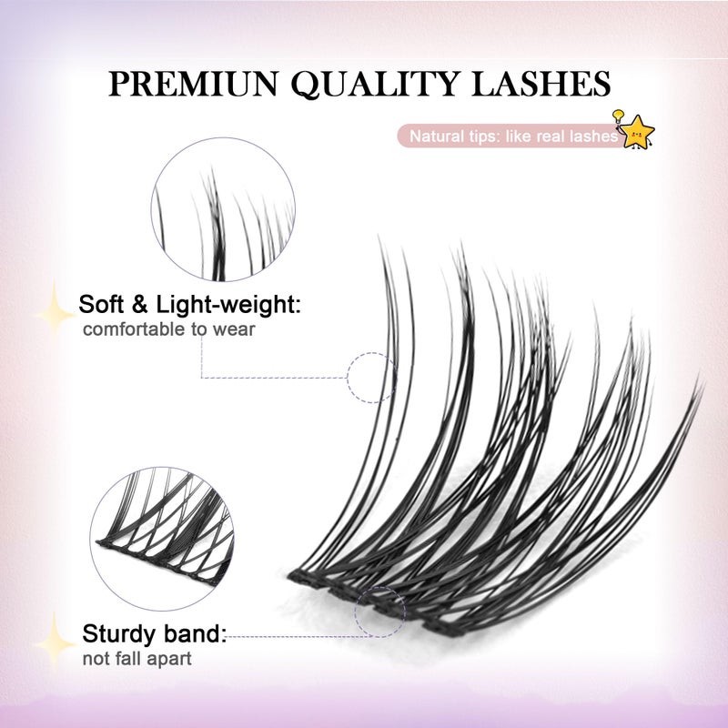 GAQQI Lash Clusters, GQ19 Individual Lashes 168pcs D Curl, DIY Lash Extension 14mm Length Only False Eyelash Clusters, Natural & Wispy Lash Wisps (GQ19,D Curl,14mm) - Image 2