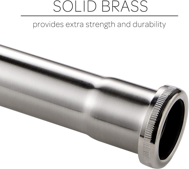 Fipoque Brass Slip Joint Extension Tube 1-1/4” OD x 12” with Nut and Rubber Washer, P Trap Extension Tube, Sink Drain Tailpiece Tube Extension, Brushed Nickel - Image 2