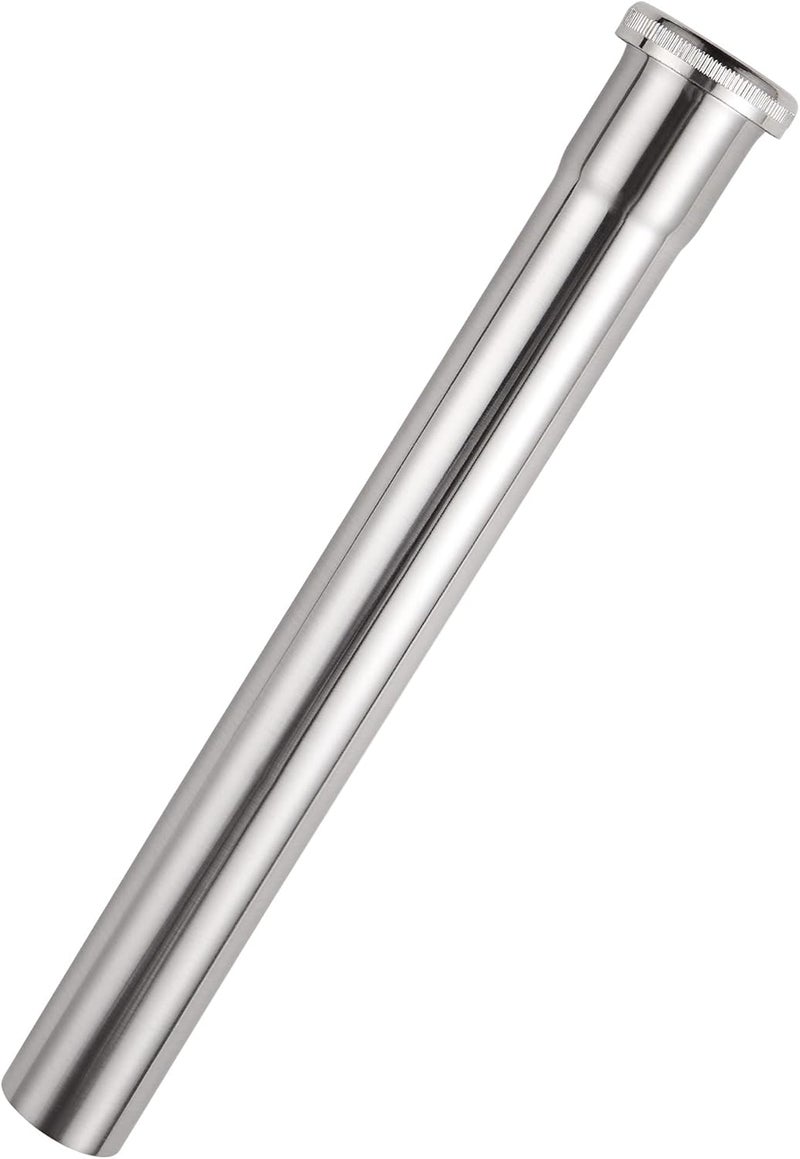 Fipoque Brass Slip Joint Extension Tube 1-1/4” OD x 12” with Nut and Rubber Washer, P Trap Extension Tube, Sink Drain Tailpiece Tube Extension, Brushed Nickel - Image 1
