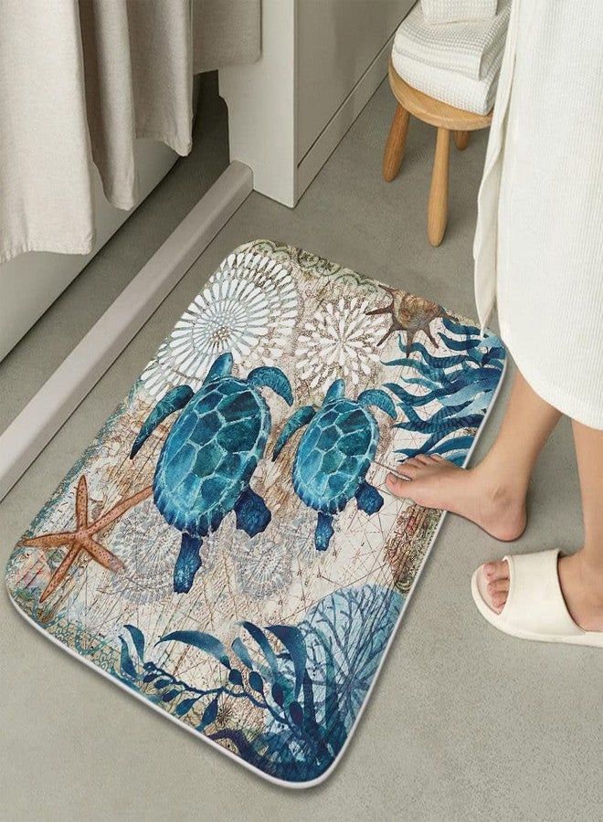 Final Friday Nautical Sea Turtles Blue Ocean Beach Bathroom Rugs and Mats Sets 3 Piece, Memory Foam Bath Mat, U-Shaped Contour Shower Mat Non Slip Absorbent, Velvet Washable 20 x 31 inch - Image 4