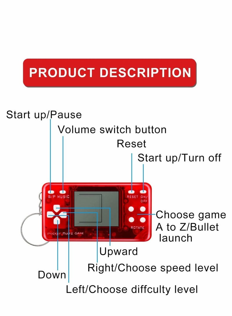 SYOSI 4 Pieces Brick Game Console Keychain Mini Brick Game Toy Keychain Classical Portable Game Console With Hanging Chain Birthday Party Favor  - Image 3