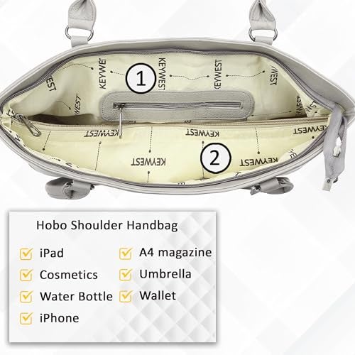 Keywest Women's Mandhana Satchel Tote Handbag for Women | Ladies purse | Stylish Shoulder Bag | Gift For Woman | Grey - Image 5