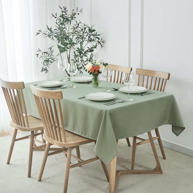 maxmill Rectangle Tablecloth Weaved Pattern Waterproof Spillproof Wrinkle Free Table Cloth, Kitchen Dining Tabletop Decoration, Fabric Table Cover for Holiday Parties, 52 x 70 Inch, Sage Green - Image 2