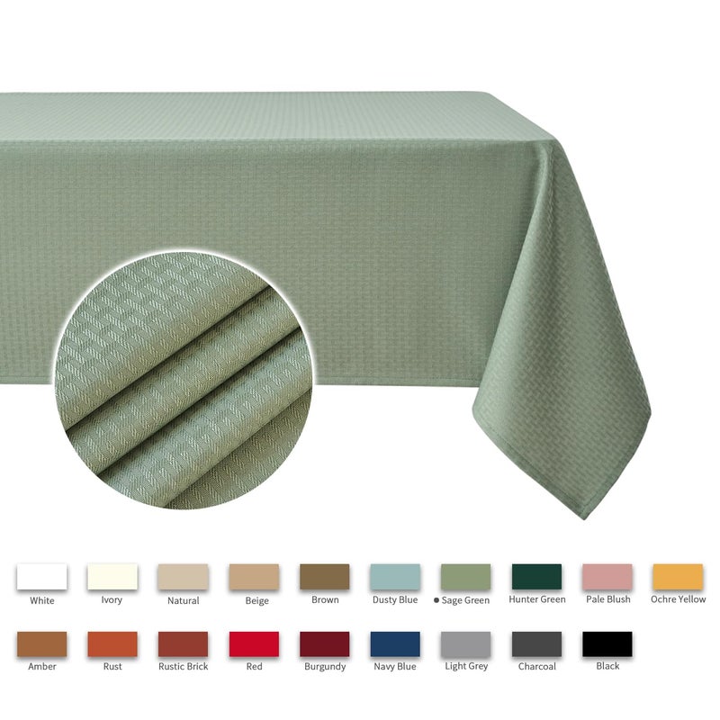 maxmill Rectangle Tablecloth Weaved Pattern Waterproof Spillproof Wrinkle Free Table Cloth, Kitchen Dining Tabletop Decoration, Fabric Table Cover for Holiday Parties, 52 x 70 Inch, Sage Green - Image 3