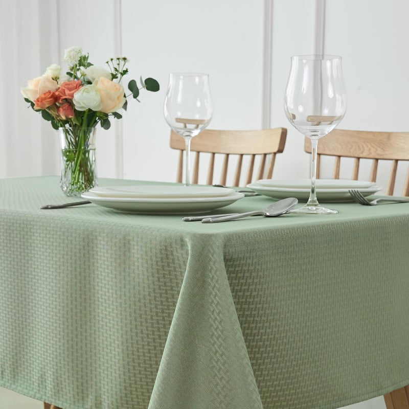 maxmill Rectangle Tablecloth Weaved Pattern Waterproof Spillproof Wrinkle Free Table Cloth, Kitchen Dining Tabletop Decoration, Fabric Table Cover for Holiday Parties, 52 x 70 Inch, Sage Green - Image 1