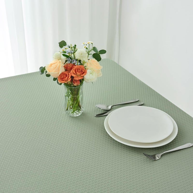 maxmill Rectangle Tablecloth Weaved Pattern Waterproof Spillproof Wrinkle Free Table Cloth, Kitchen Dining Tabletop Decoration, Fabric Table Cover for Holiday Parties, 52 x 70 Inch, Sage Green - Image 4