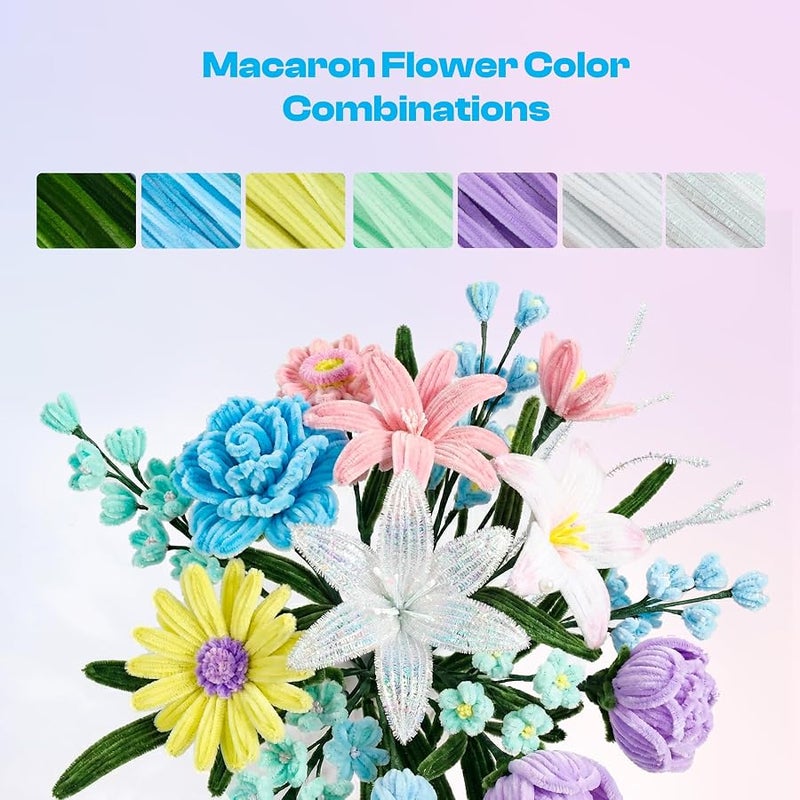 Caydo 500 Pieces Pipe Cleaners Flower Set, Chenille Stems, Pipe Cleaners, Craft Supplies, Bulk Pack, Fluffy Fuzzy Sticks for DIY Art Projects, Creative Gift Party Decorations (Macaron) - Image 5