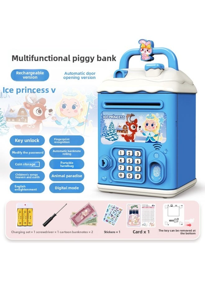 Generic - Children's Girls Kulomi Piggy Bank Can Access Only In And Out Of Boys Savings Password Box Wholesale-Color:Ice Princess [key Unlocking⭐Password Fingerprint⭐Automatic Door Opening] Fast Charging Model - Image 1