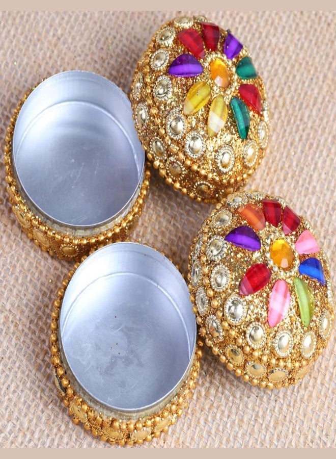 ANSHEZ Handmade Sindoor Dani, Sindoor Box, Kumkum Box - Pack of 2 | Size (4.5x4.5x2.5 Cm) | Kumkum Bharani Decoration Box For Gift | Wedding Return Gifts For Womens Ladies Brides - Image 1