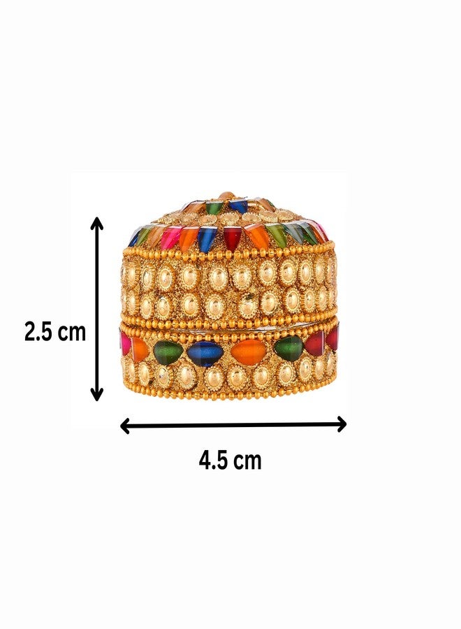 ANSHEZ Handmade Sindoor Dani, Sindoor Box, Kumkum Box - Pack of 2 | Size (4.5x4.5x2.5 Cm) | Kumkum Bharani Decoration Box For Gift | Wedding Return Gifts For Womens Ladies Brides - Image 4