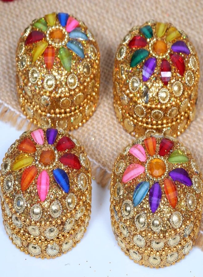 ANSHEZ Handmade Sindoor Dani, Sindoor Box, Kumkum Box - Pack of 2 | Size (4.5x4.5x2.5 Cm) | Kumkum Bharani Decoration Box For Gift | Wedding Return Gifts For Womens Ladies Brides - Image 2