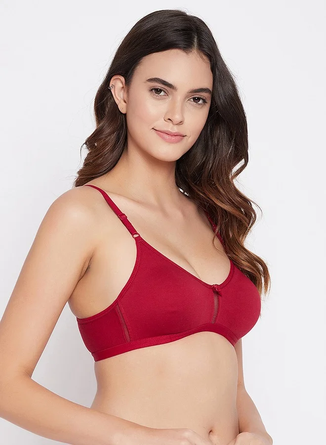 Clovia Clovia Smoothie Non-Padded Non-Wired Full Coverage Bra in Maroon - Cotton Rich