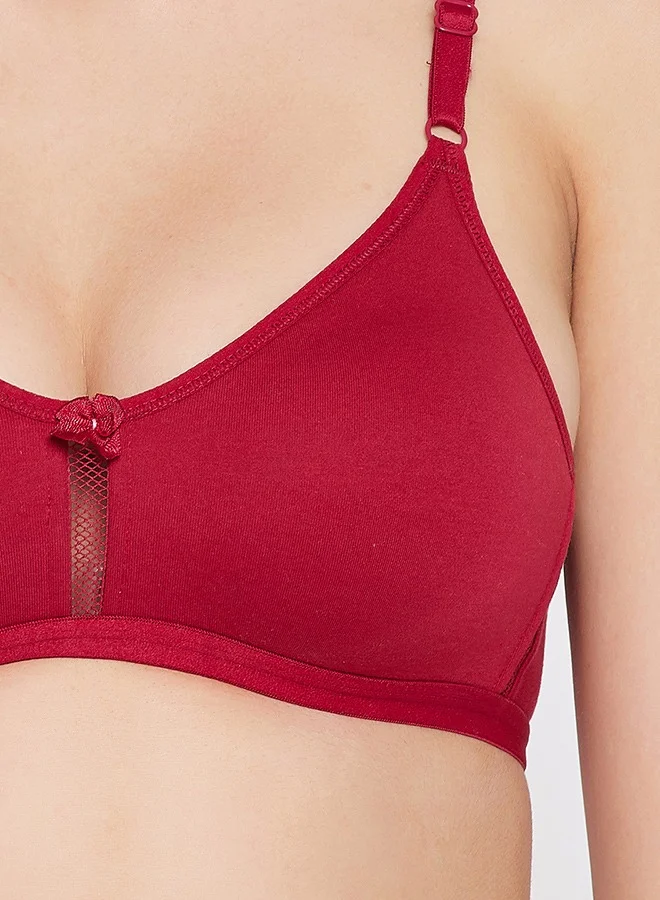 Clovia Clovia Smoothie Non-Padded Non-Wired Full Coverage Bra in Maroon - Cotton Rich