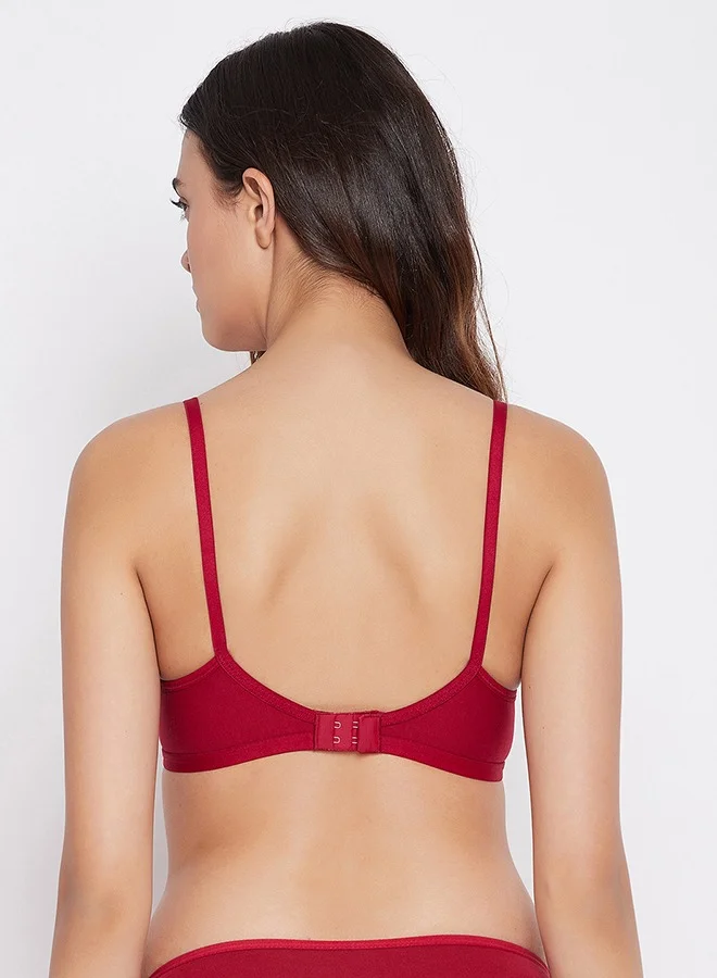 Clovia Clovia Smoothie Non-Padded Non-Wired Full Coverage Bra in Maroon - Cotton Rich