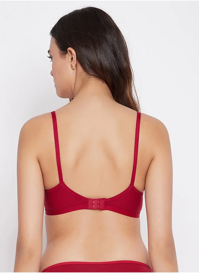 Clovia Clovia Smoothie Non-Padded Non-Wired Full Coverage Bra in Maroon - Cotton Rich