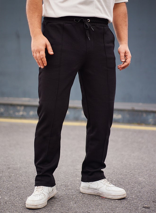 trendyol Black Regular Cut Textured Stitch Detailed Sweatpants - Image 3