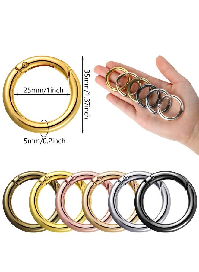 Ferraycle 18 Pcs Spring O Rings Alloy Round Spring Clips Circle Trigger Spring O Ring 35mm Snap Buckle Clasp O Rings Keyring Hook Snap Clip for Keychains Bags Purses Handbags DIY Crafts, 6 Colors - Image 4