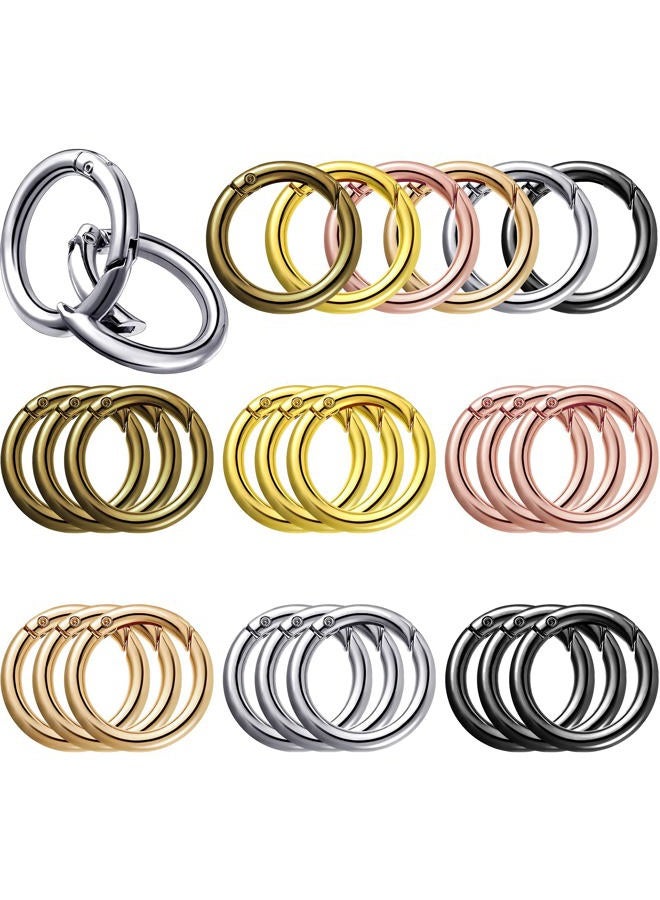 Ferraycle 18 Pcs Spring O Rings Alloy Round Spring Clips Circle Trigger Spring O Ring 35mm Snap Buckle Clasp O Rings Keyring Hook Snap Clip for Keychains Bags Purses Handbags DIY Crafts, 6 Colors - Image 1