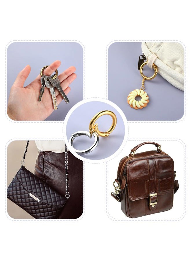Ferraycle 18 Pcs Spring O Rings Alloy Round Spring Clips Circle Trigger Spring O Ring 35mm Snap Buckle Clasp O Rings Keyring Hook Snap Clip for Keychains Bags Purses Handbags DIY Crafts, 6 Colors - Image 3