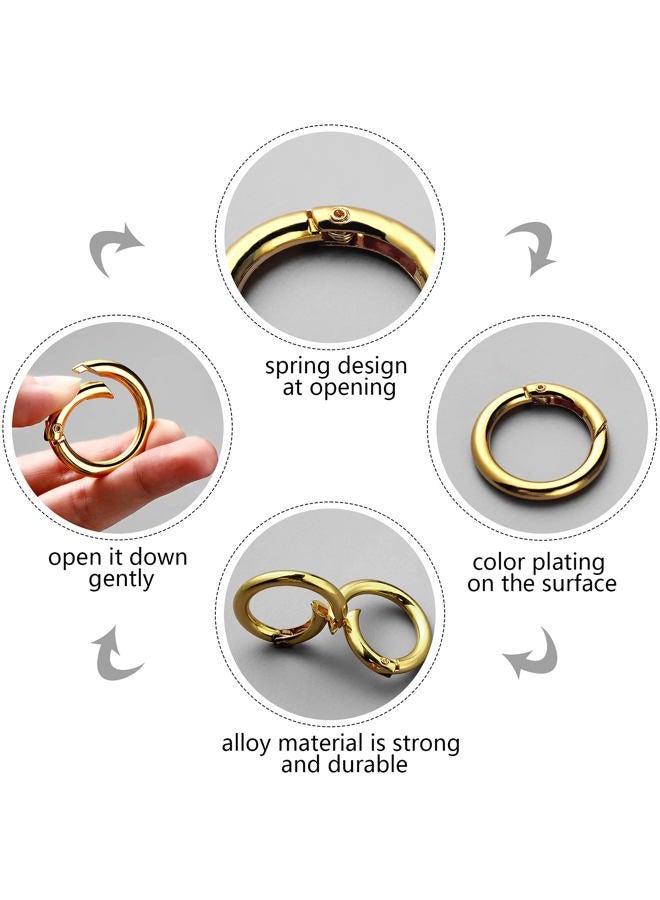 Ferraycle 18 Pcs Spring O Rings Alloy Round Spring Clips Circle Trigger Spring O Ring 35mm Snap Buckle Clasp O Rings Keyring Hook Snap Clip for Keychains Bags Purses Handbags DIY Crafts, 6 Colors - Image 2