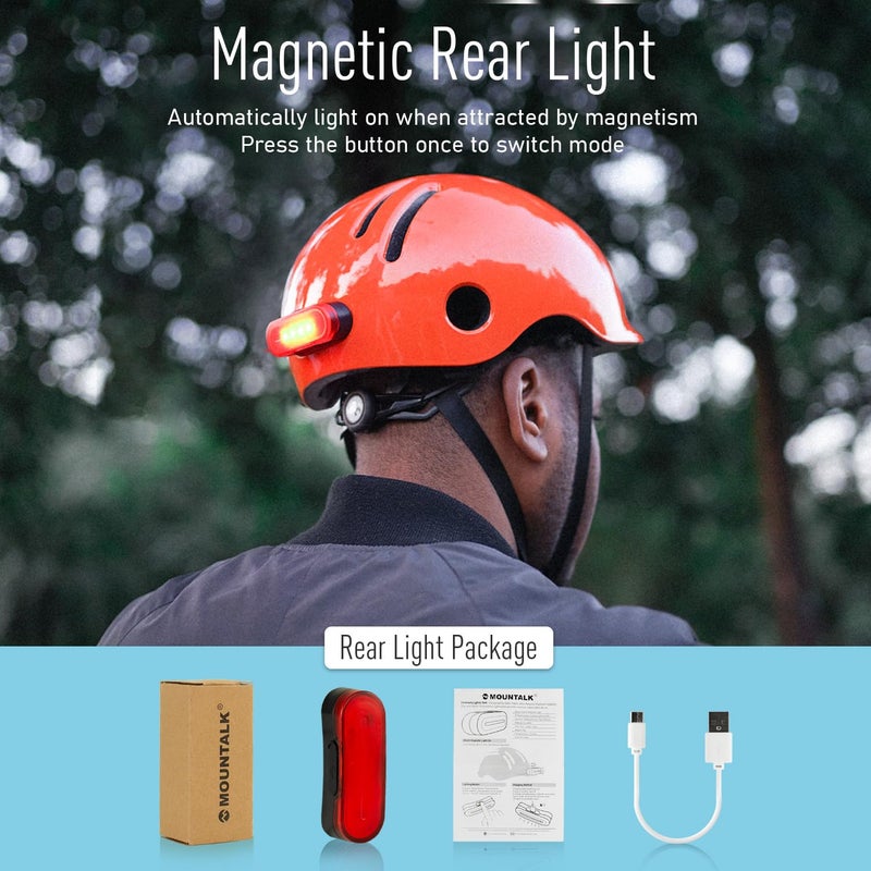 MOUNTALK Bike Helmets for Adults Men Women,Mens/Womens Cool Bicycle Helmet with Magnetic Rear LED Light,Youth Boys/Girls Helmet (Shiny Orange,M) - Image 4