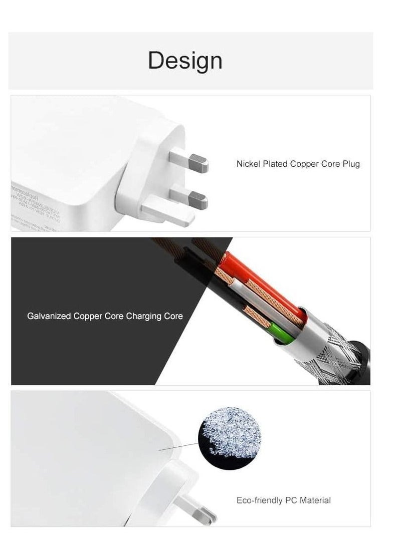 Ntech - NTECH  60W Adapter Compatible for Apple Macbook Pro 13 Inch (Early 2015) (Mid 2014), (Late 2013) MagSafe White - Image 1