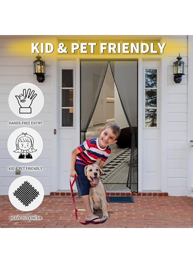 Magnetic Screen Door Hands Free Mesh Partition Heavy Duty Curtain Keeps Bugs Out Frame Hook and Loop Pet and Kid Friendly Suit for Bedroom Balcony Kitchen  - Image 3