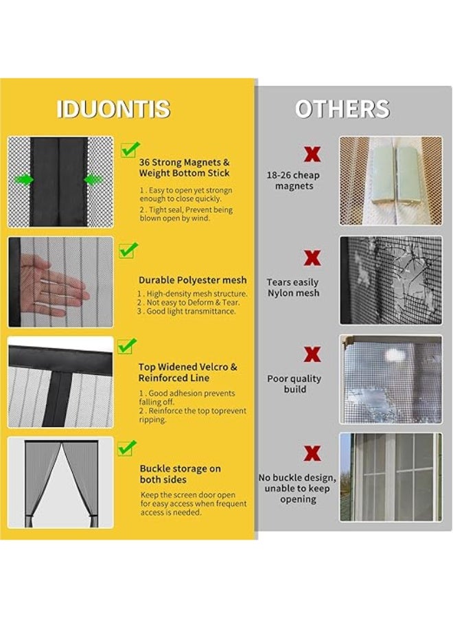 Magnetic Screen Door Hands Free Mesh Partition Heavy Duty Curtain Keeps Bugs Out Frame Hook and Loop Pet and Kid Friendly Suit for Bedroom Balcony Kitchen  - Image 5