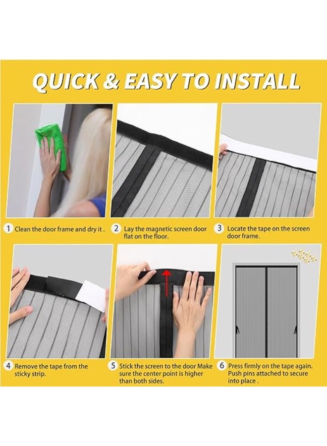 Magnetic Screen Door Hands Free Mesh Partition Heavy Duty Curtain Keeps Bugs Out Frame Hook and Loop Pet and Kid Friendly Suit for Bedroom Balcony Kitchen  - Image 4