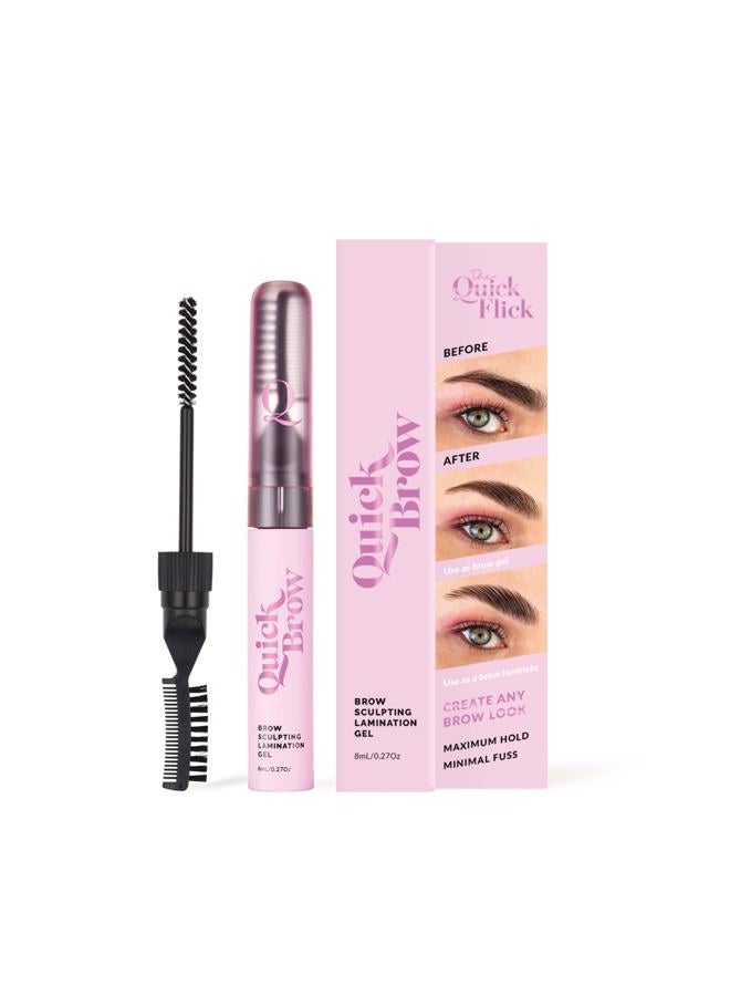 The Quick Flick Quick Brow 2-in-1 Brow Lamination and Sculpting Gel, Unique Eyebrow Gel and Brow Wax Hybrid Formula, All-Day Hold Brow Gel and Laminate Eyebrow Makeup with Double-Sided Comb, 8 ml - Image 1