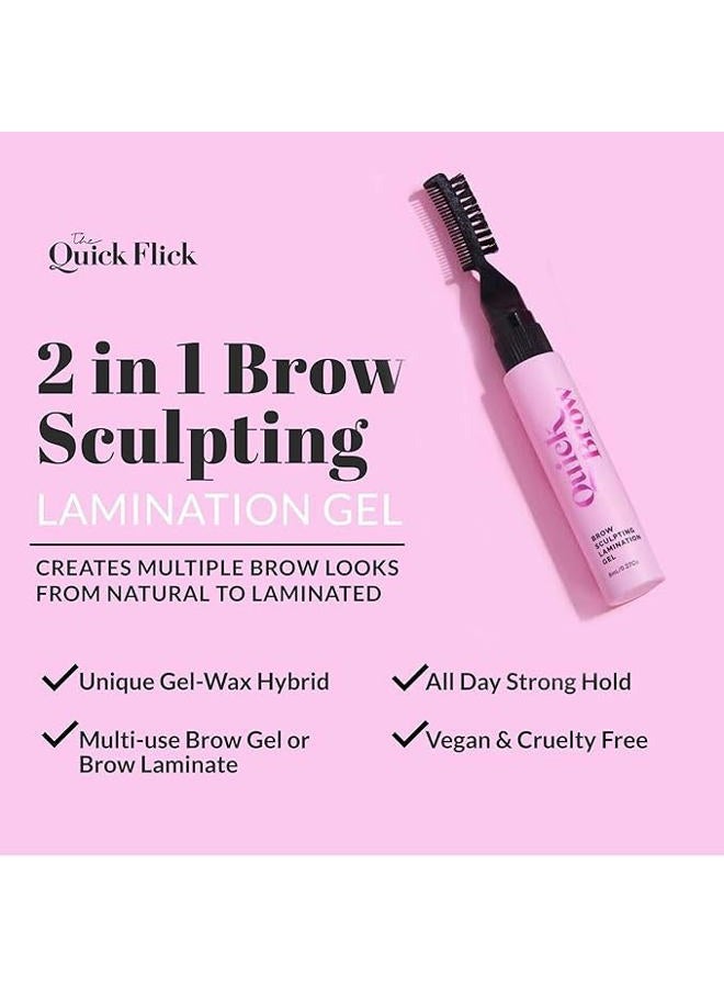 The Quick Flick Quick Brow 2-in-1 Brow Lamination and Sculpting Gel, Unique Eyebrow Gel and Brow Wax Hybrid Formula, All-Day Hold Brow Gel and Laminate Eyebrow Makeup with Double-Sided Comb, 8 ml - Image 2