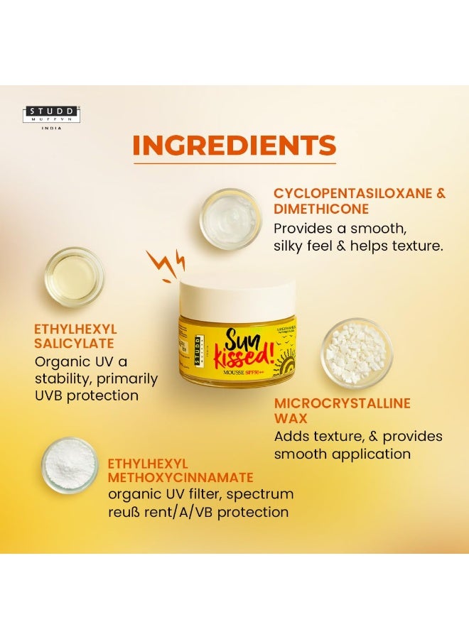 Studd Muffyn Sun Kissed Mousse SPF 50++| Mango Mania | Hydrating Lightweight Non-Greasy Sunscreen Mousse | UV Protection for Men & Women | 50g - Image 2