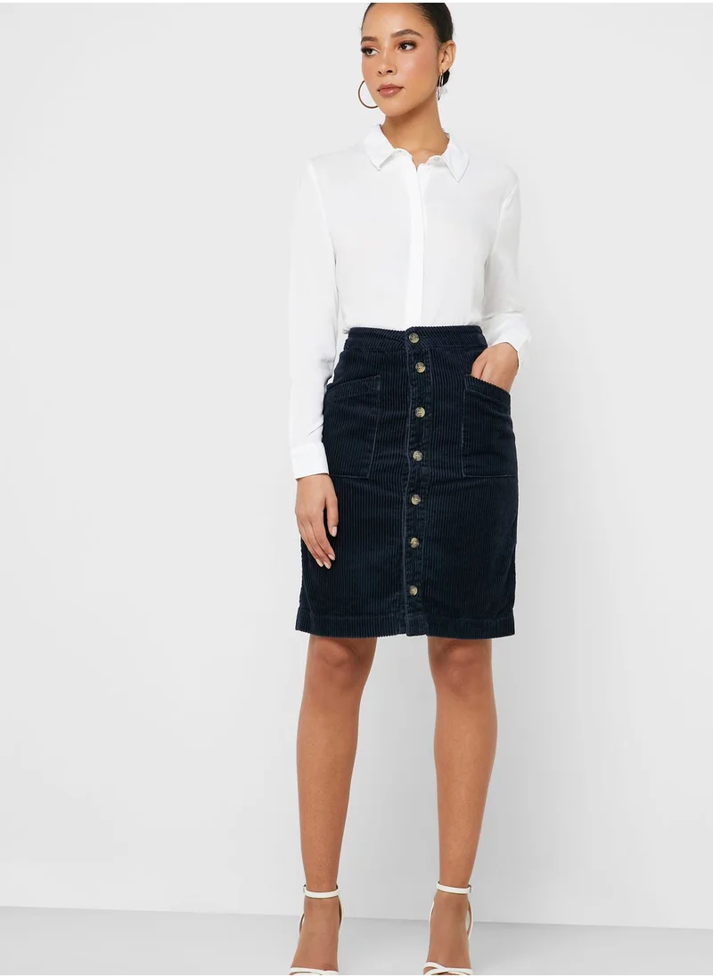 Jacqueline de Yong Button Down Corduroy Skirt
