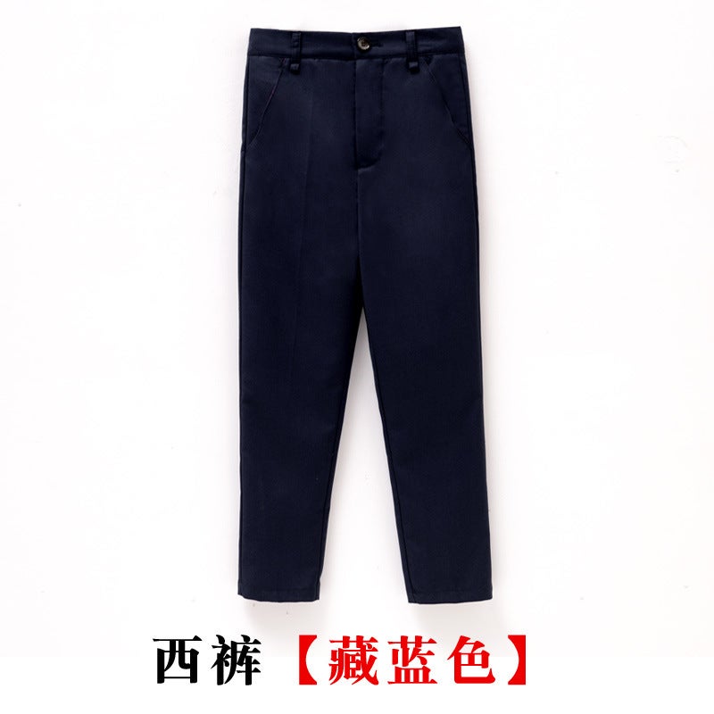 Children'S Trousers Boys Black Suit Pants For Middle And Large Children And Primary School Pants White Trousers Dark Blue School Uniform Pants - Image 1