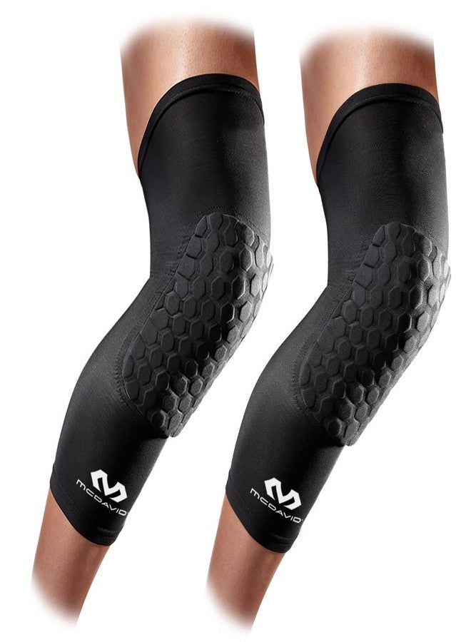 McDavid Knee Compression Sleeves: Hex Knee Pads Compression Leg Sleeve for Basketball, Volleyball, Weightlifting, and More - Pair of Sleeves, BLACK, YOUTH: YOUTH- ONE SIZE - Image 1