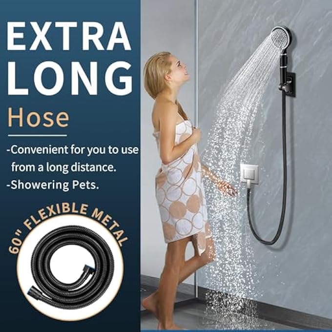 Filtered Shower Head With Handheld High Pressure Shower Head Water Saving Detachable Rain Shower Head Set Reduces Dry Itchy Skin 6Mode With Removable Hand Held And 59 Hose Black - Image 5