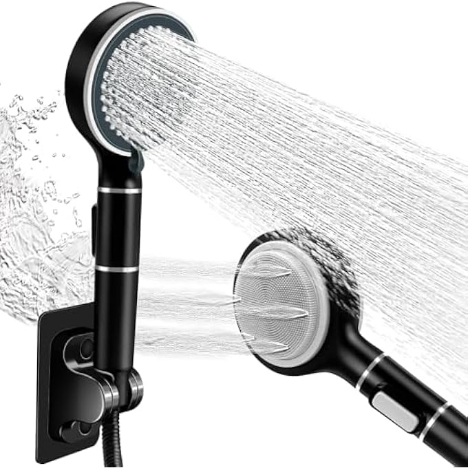 Filtered Shower Head With Handheld High Pressure Shower Head Water Saving Detachable Rain Shower Head Set Reduces Dry Itchy Skin 6Mode With Removable Hand Held And 59 Hose Black - Image 1