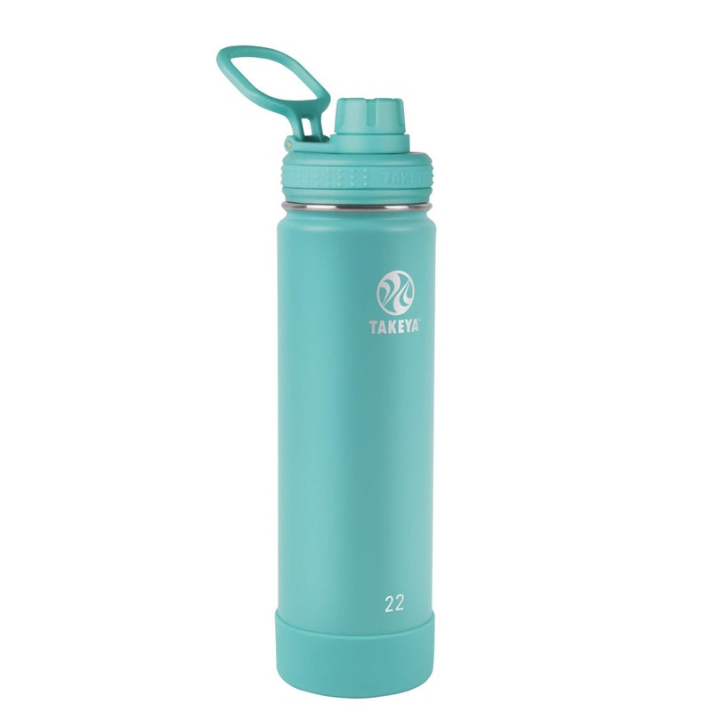 Takeya Actives Water Bottle with Spout Lid - Bottle with Double Stainless Steel Insulation - Dishwasher Safe & BPA-Free - Bottle with Spout Lid & Removable Bumper - 22 oz, Teal - Image 1
