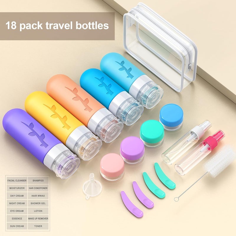 Aeomni 19pack Travel Bottles for Toiletries, TSA Approved Silicone Size Containers for toiletries, Refillable & Leakproof Travel shampoo and conditioner bottles - Image 3