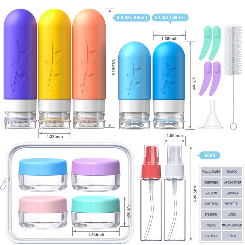 Aeomni 19pack Travel Bottles for Toiletries, TSA Approved Silicone Size Containers for toiletries, Refillable & Leakproof Travel shampoo and conditioner bottles - Image 2
