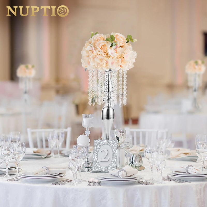 NUPTIO Flower Ball Arrangement Bouquet: 2 Pcs 11.8 inch Diameter Champagne Rose Fake Flowers Balls for Wedding Centerpiece Decorations Artificial Flower Centerpieces for Tables - Image 3