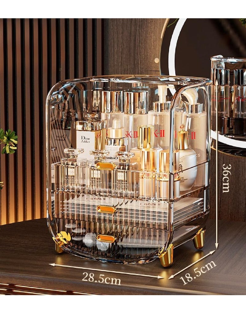 JOMILA Makeup Organizer Large Capacity Cosmetics Makeup Organizer for Vanity Dustproof Waterproof Cosmetics Display Case with Drawers for Skincare Lipstick Brushes and Jewelry - Image 5