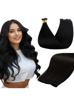 Full Shine Black Sew In Hand Tied Weft Hair Extensions 60 Gram Thick Remy Human Hair Sew In Human Hair Extensions Jet Black 22 Inch  - Image 1