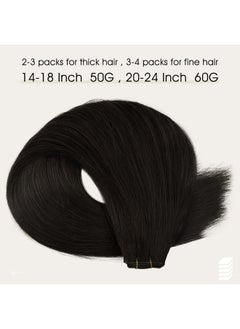 Full Shine Black Sew In Hand Tied Weft Hair Extensions 60 Gram Thick Remy Human Hair Sew In Human Hair Extensions Jet Black 22 Inch  - Image 3