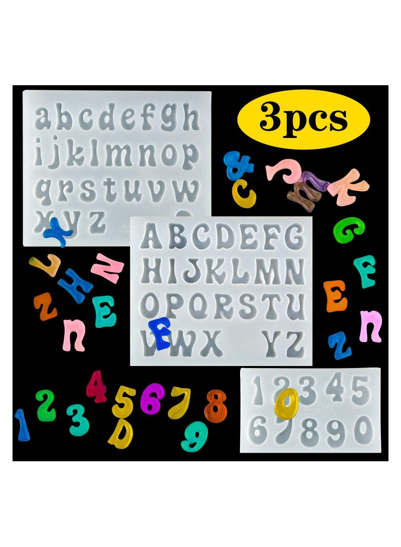 SOLARAE 3 قطع قوالب راتنجية صغيرة للحروف، قالب سيليكون صغير للأرقام والأبجدية لصب الإيبوكسي لصنع سلاسل المفاتيح، قلائد، مجوهرات، حلوى مطاطية، تزيين كعكة الشوكولاتة - Image 1