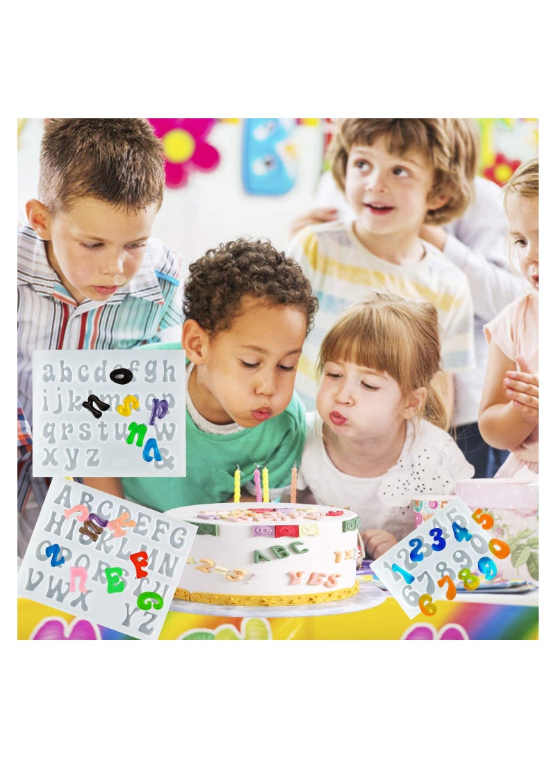 SOLARAE 3 قطع قوالب راتنجية صغيرة للحروف، قالب سيليكون صغير للأرقام والأبجدية لصب الإيبوكسي لصنع سلاسل المفاتيح، قلائد، مجوهرات، حلوى مطاطية، تزيين كعكة الشوكولاتة - Image 2