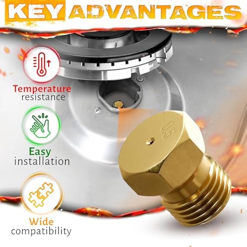 10Pcs Propane Orifice Kit - M6x0.75mm, 0.5mm=0.02=24AWG Brass Nozzle Temperature-Resistant Propane to Natural Gas Conversion Kit for Grill - Easy Install, Universal Fit for Gas Stoves and Grills - Image 4