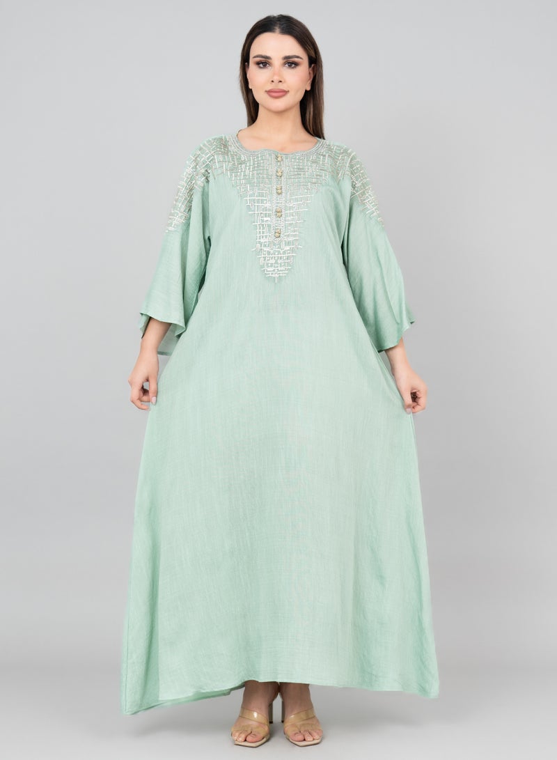 IKKXA Modern Grace Jalabiya IK3008 Green - Image 1