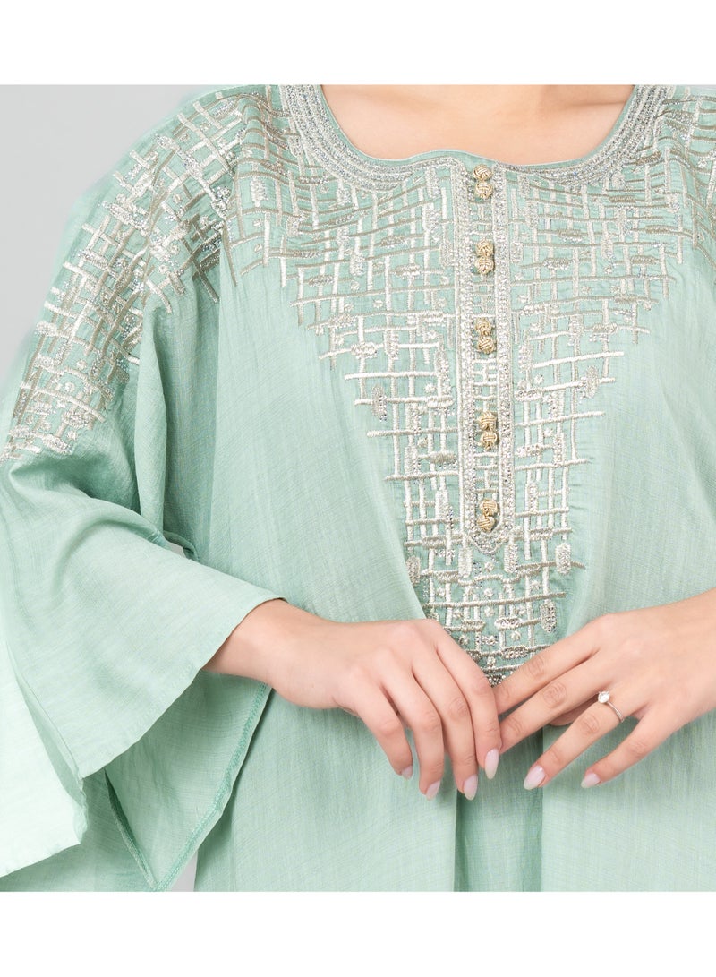 IKKXA Modern Grace Jalabiya IK3008 Green - Image 4